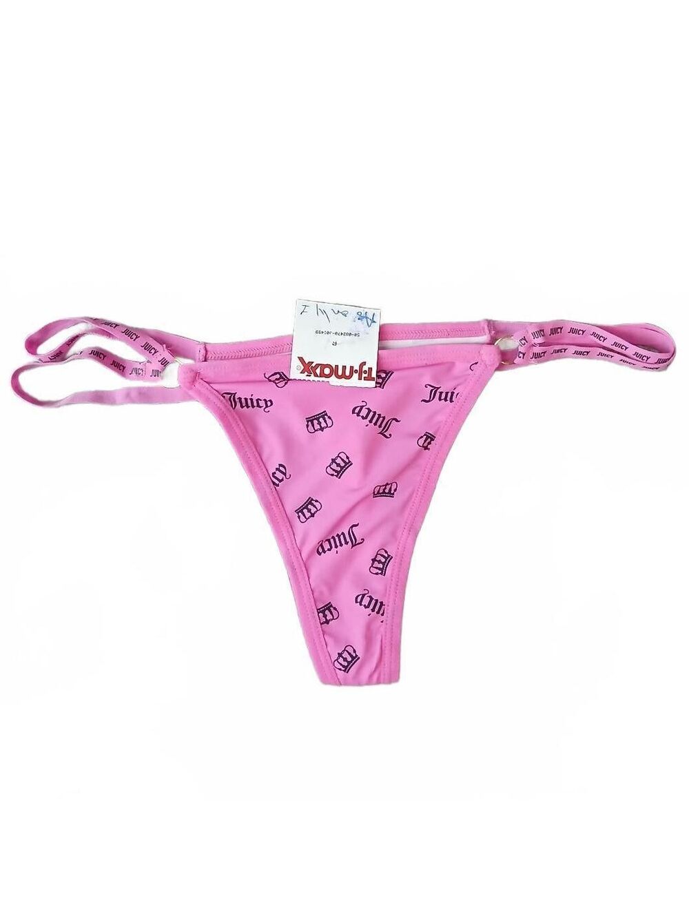 Juicy Couture Single NWT Pink Logo Crown Thong Panties Medium Barbiecore E/93